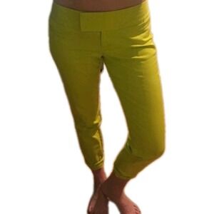 OUTBACK RED Women's  4 Chartreuse Cigarette Pants Low Rise Tapered Retro Colorfu